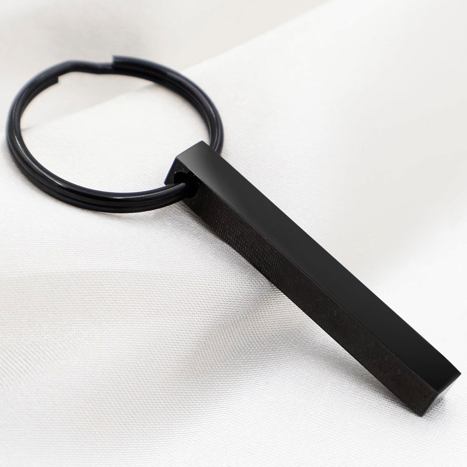 European and American New Stainless Steel Cuboid Keychain Can Be Engraved DIY Key Chain Backpack Pendant Product Wholesale