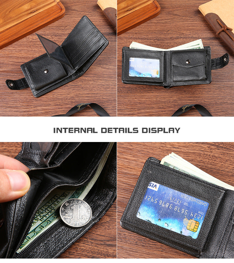 Manufacturers Wholesale New Men's Wallet PU Leather Short Export Cross-border Hasp Business Retro Multi-card Slot Coin PUrse