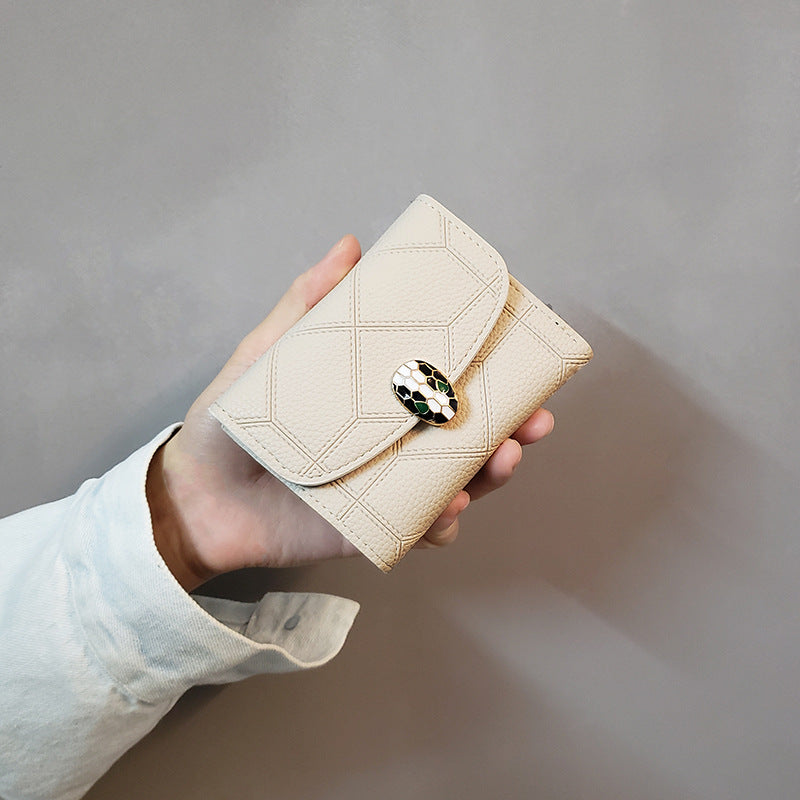 Ins New Snakehead Women's Wallet Women's Short Coin Purse Card Bag Anti-degaussing Fashion Wallet Trend Foreign Trade Hot