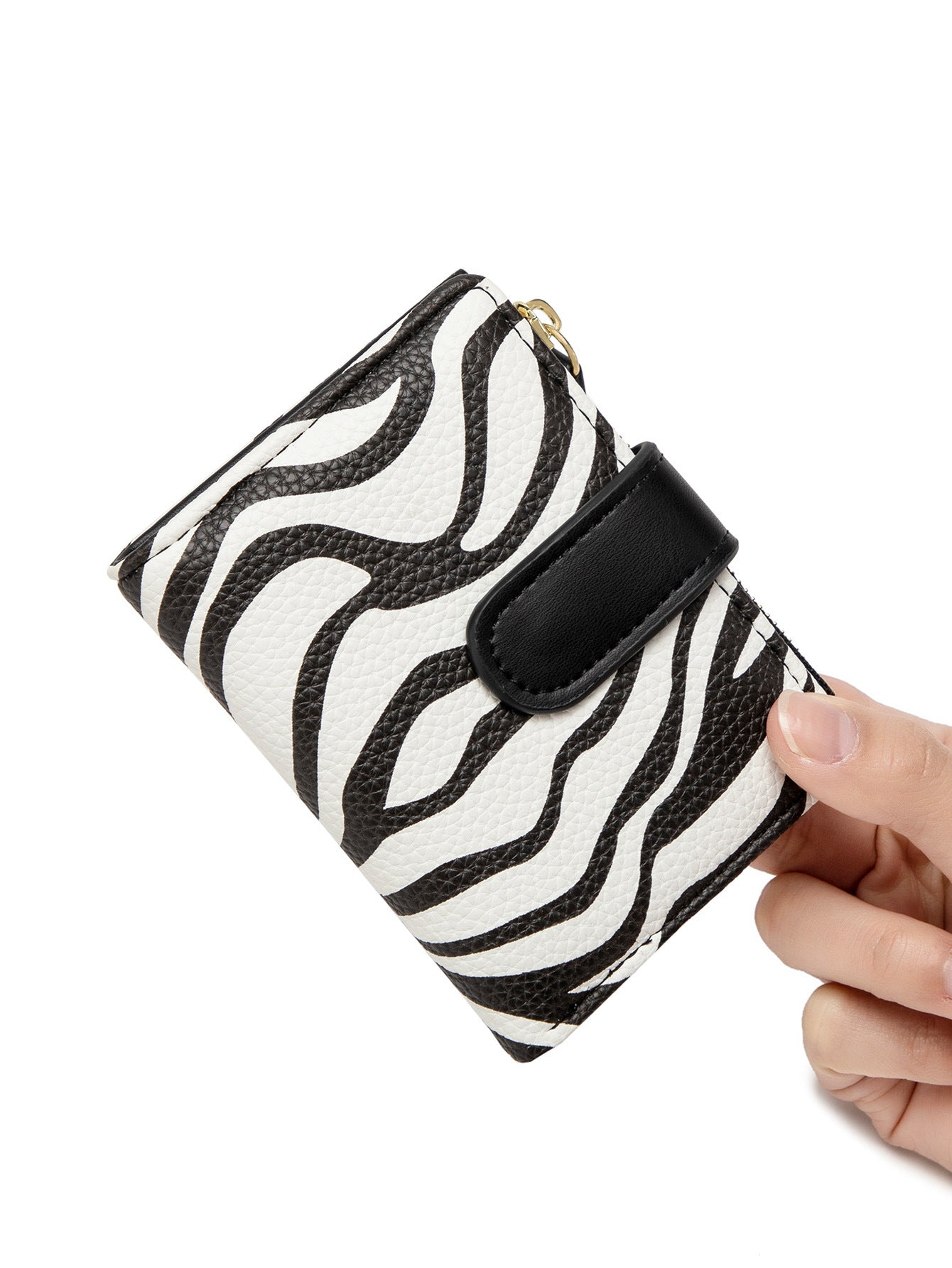 New Creative Zipper Coin Purse, Fashionable Leopard Print Folding Student Wallet, Multi-Functional Portable Coin Bag and Card Holder