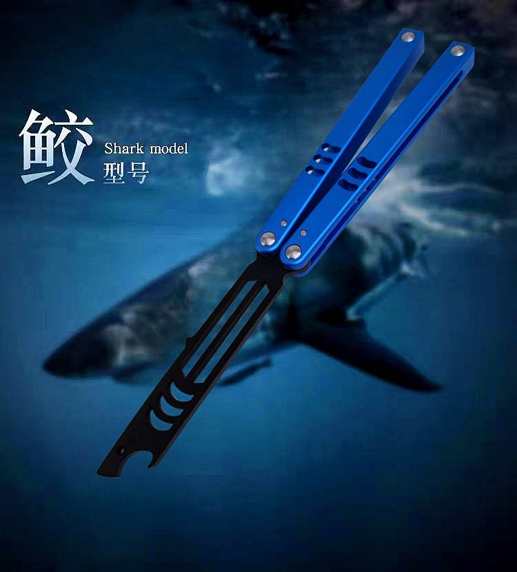 Factory Direct Sales Shark Butterfly Practice Knife Shaft Set Safety Version Fancy Training Knife Bottle Opener Unedged