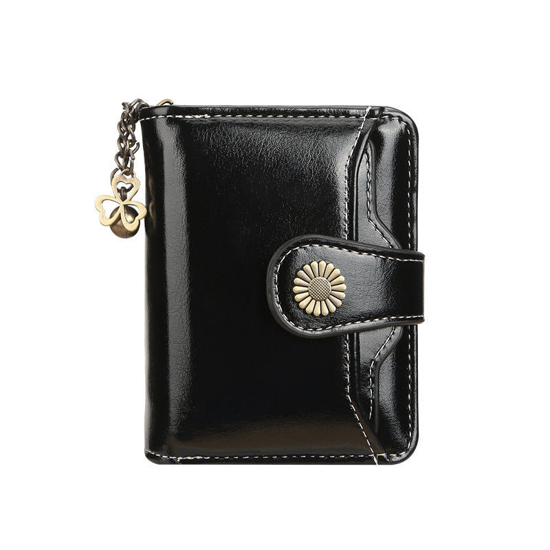ENDAYCON New Women's Wallet Fashion Tassel Zipper Short Multi-Card Slot Card Bag High-end Sense Coin Purse
