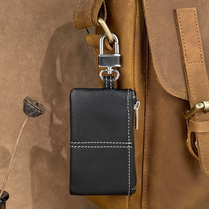 2024 New Genuine Leather Key Bag Home Key Storage Bag Simple Top Layer Soft Cowhide General Motors Key Case