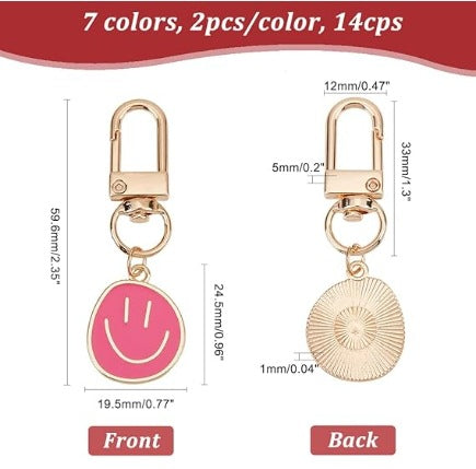 Cross-border e-commerce alloy color dripping smiley face keychain electroplated gold irregular expression bag pendant accessories