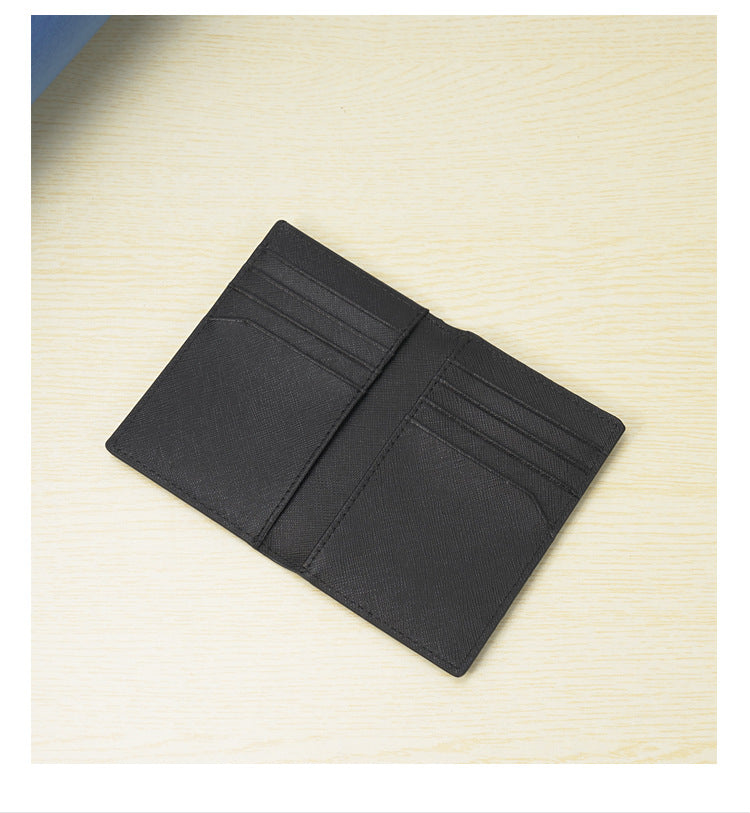 Customized Genuine Leather Card Holder for Men, Business Cowhide Cross-Grain Rfid Anti-Magnetic Card Holder, Ultra-Thin Bank Credit Card Holder Lo