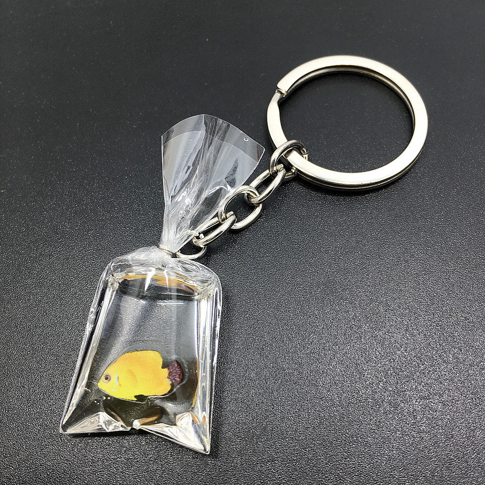 Creative Water Bag Fish Pendant Key Chain Novelty Goldfish Jewelry Backpack Pendant Keychain 7432