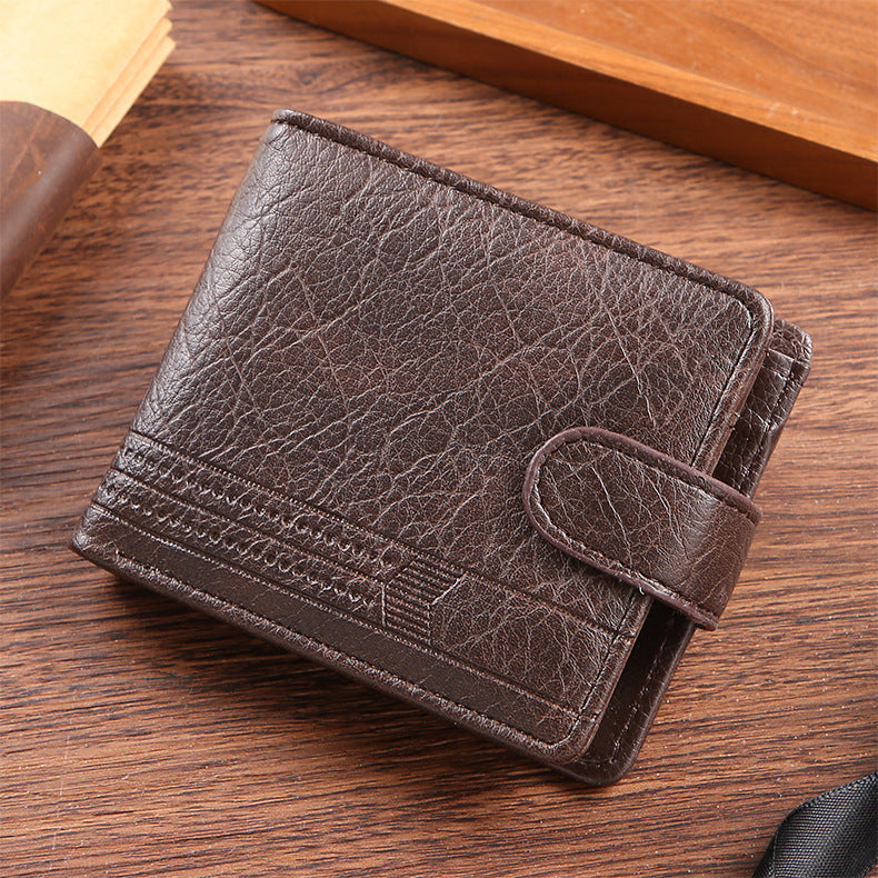 Manufacturers Wholesale New Men's Wallet PU Leather Short Export Cross-border Hasp Business Retro Multi-card Slot Coin PUrse