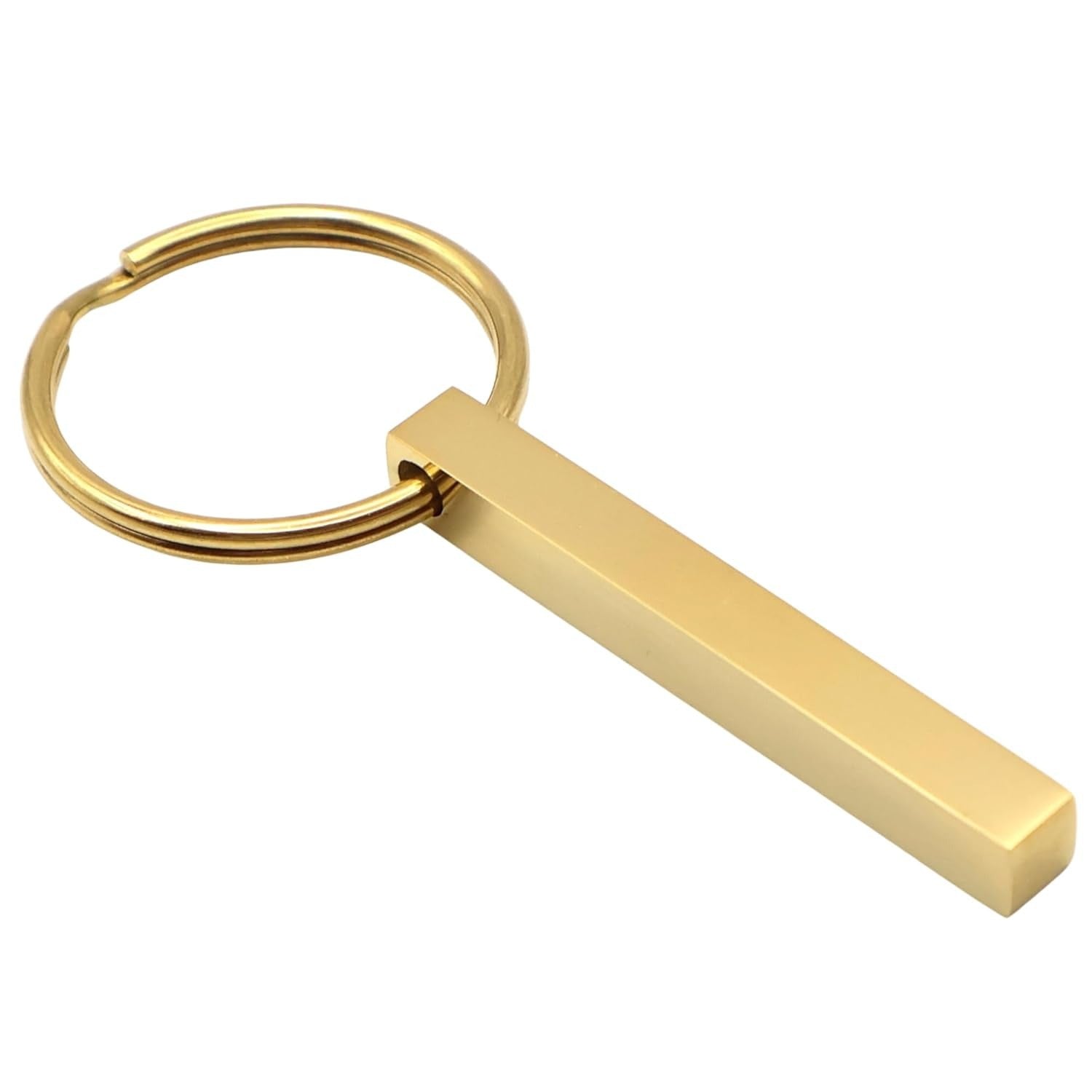 European and American New Stainless Steel Cuboid Keychain Can Be Engraved DIY Key Chain Backpack Pendant Product Wholesale