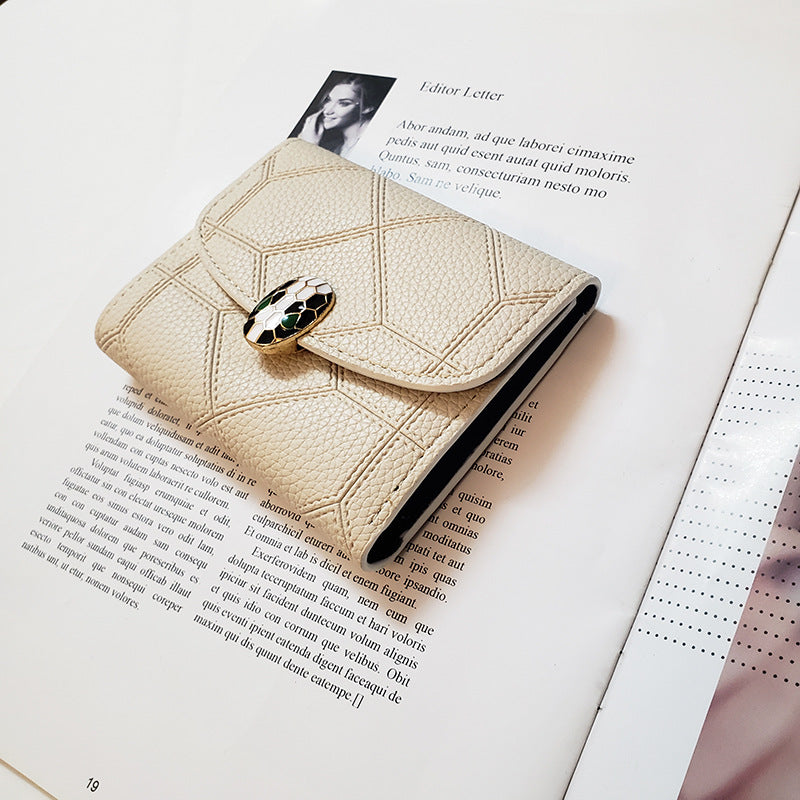 Ins New Snakehead Women's Wallet Women's Short Coin Purse Card Bag Anti-degaussing Fashion Wallet Trend Foreign Trade Hot