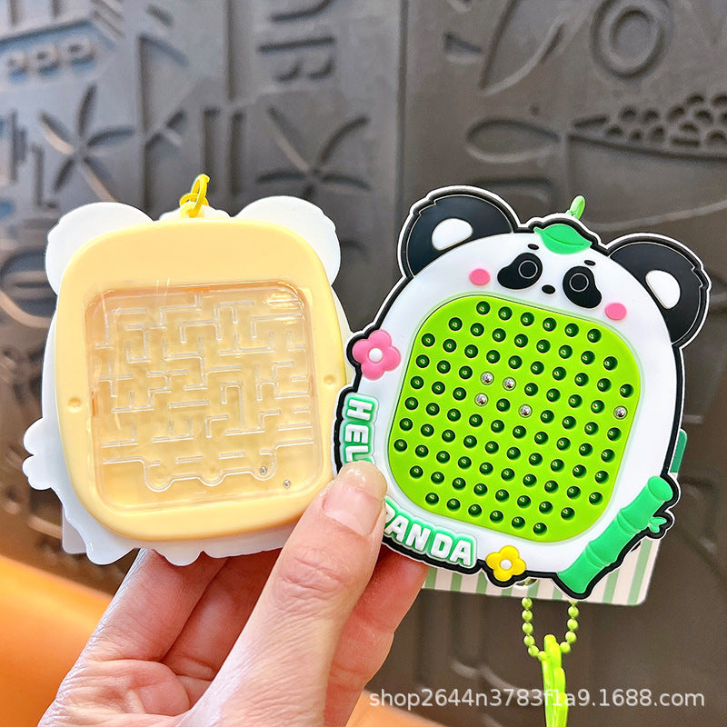 Panda Stress Relief Magnetic Steel Ball Drawing Board Keychain Backpack Pendant Car Keychain Wholesale Small Gift Stress Relief Gadget