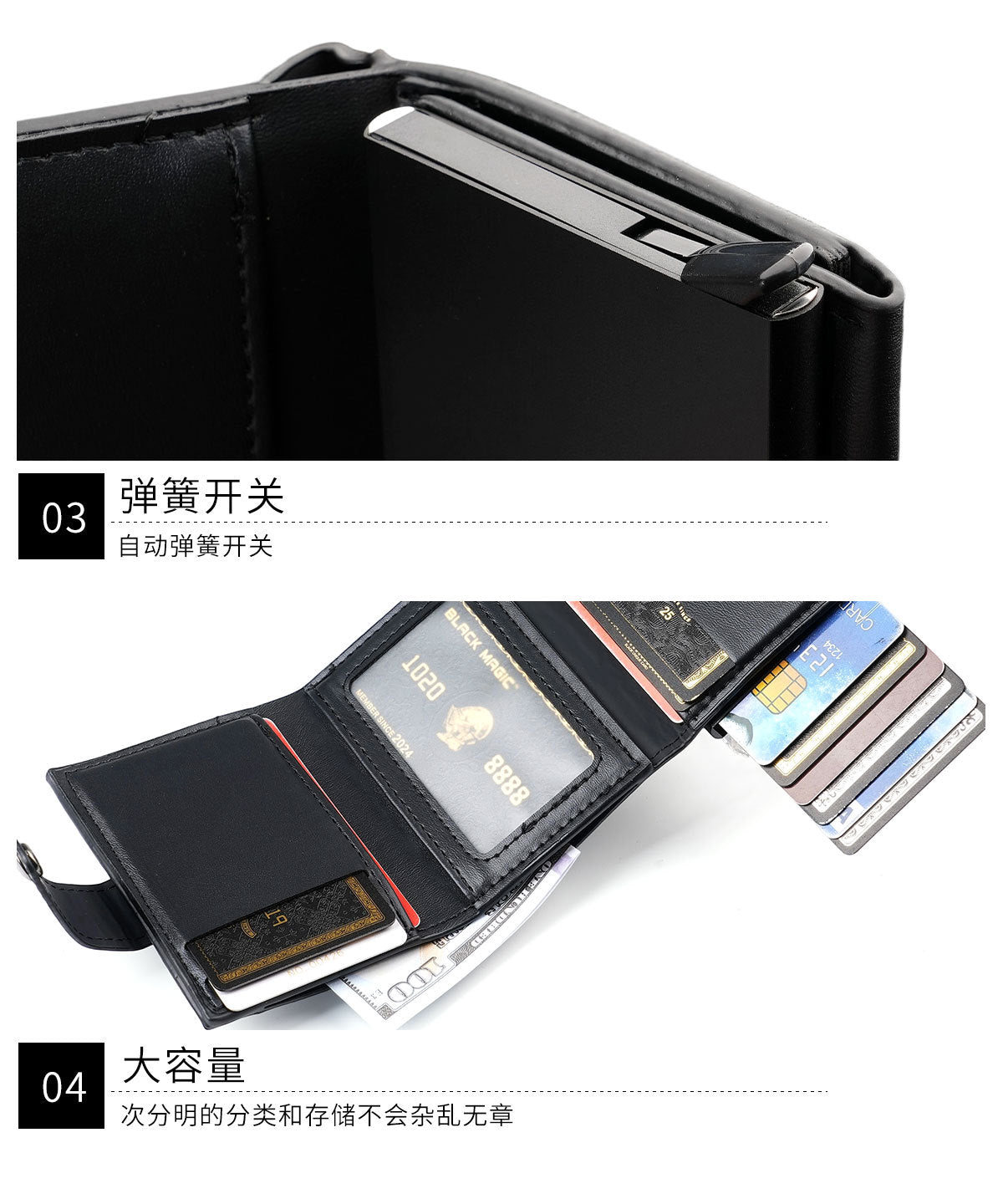 Cross-Border Popular Multi-Card Slot Men's Wallet Automatic Pop-Up Card Holder Unisex Credit Card Holder Card Holder Wholesale Women