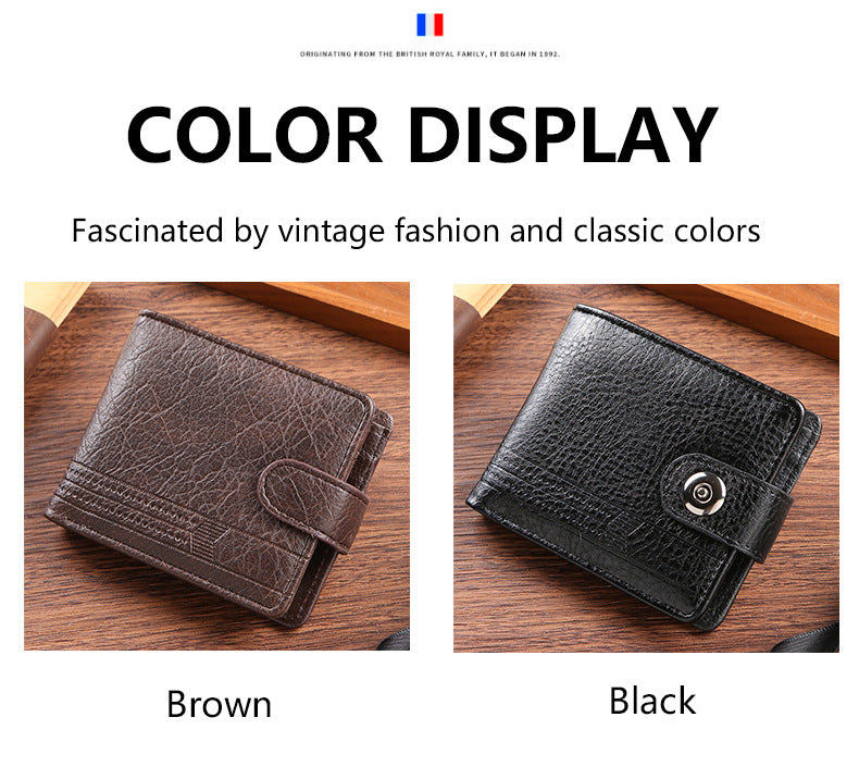 Manufacturers Wholesale New Men's Wallet PU Leather Short Export Cross-border Hasp Business Retro Multi-card Slot Coin PUrse