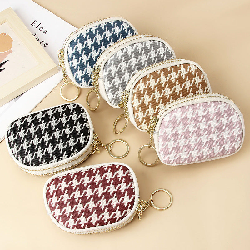 First Layer Cowhide Zipper Small Wallet Korean Style Simple Mini Keychain Coin Storage Bag Genuine Leather Coin Purse for Women