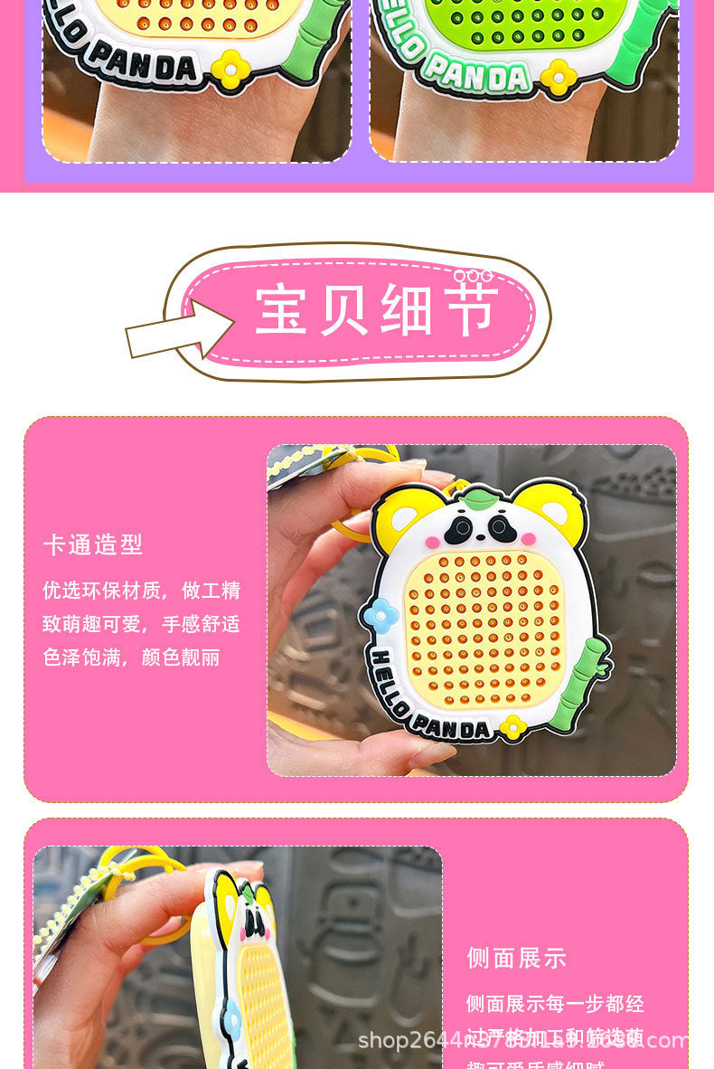 Panda Stress Relief Magnetic Steel Ball Drawing Board Keychain Backpack Pendant Car Keychain Wholesale Small Gift Stress Relief Gadget