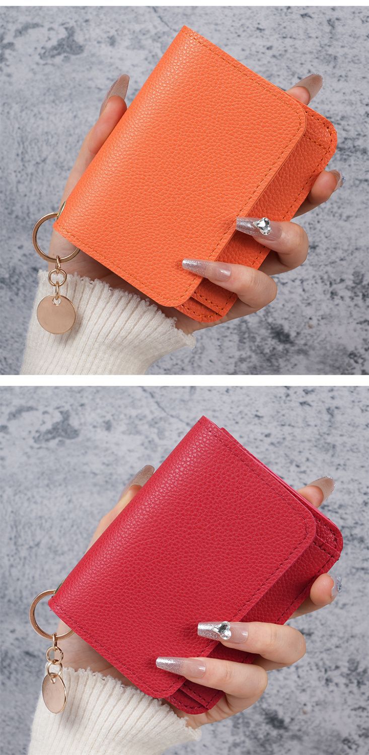Factory New Card Bag Short Cute Small Women's Coin Purse Simple Light Luxury PU Leather Certificate Storage Bag Thin