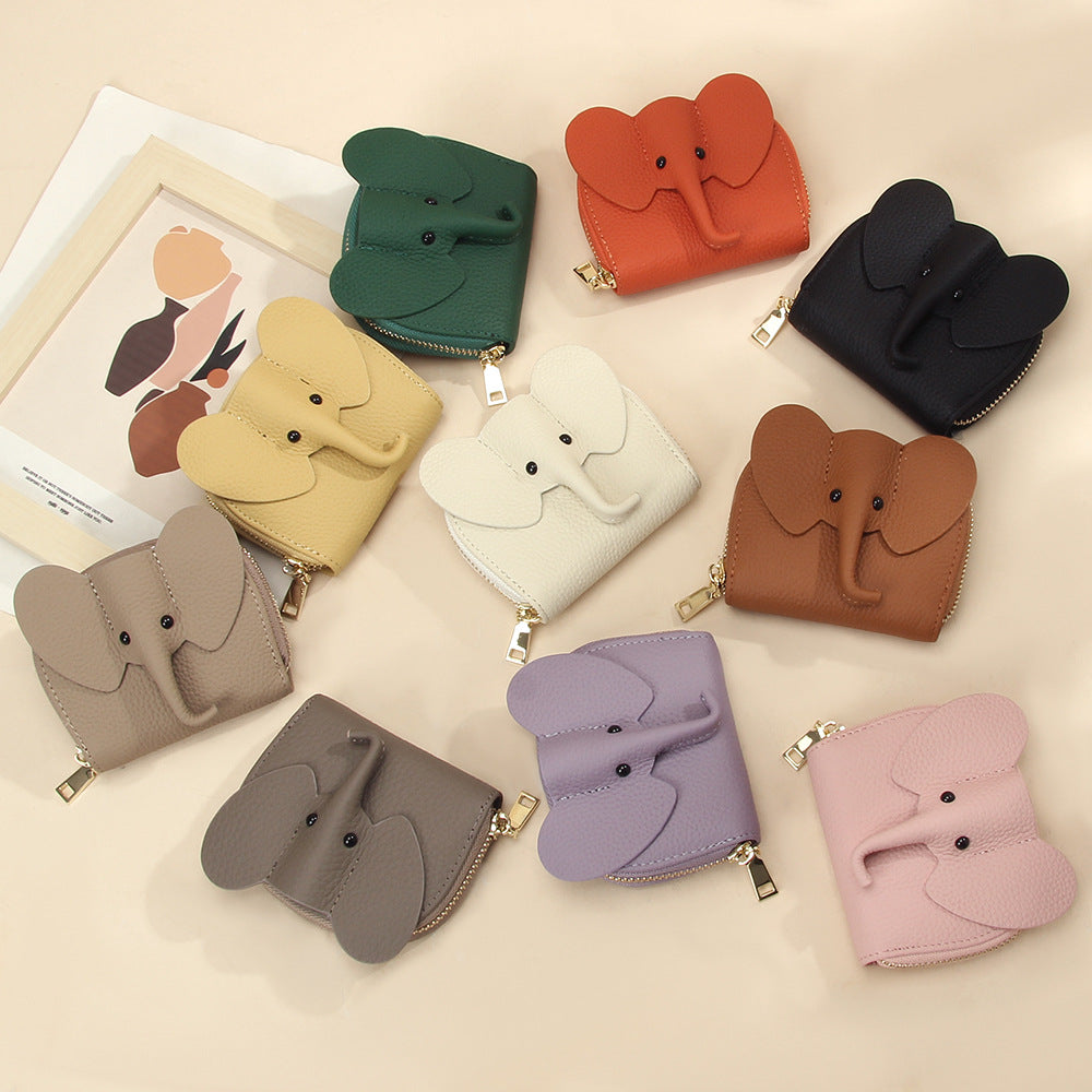 Genuine Leather Mini coin purse women's new key ring coin bag first layer cowhide motorcycle zipper small wallet coin bag