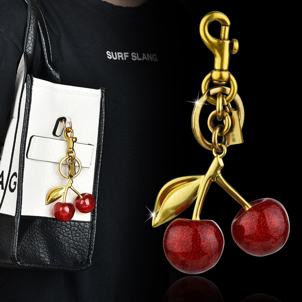 Bag pendant key buckle pink crystal cherry keychain pendant pendant car ornaments key wholesale