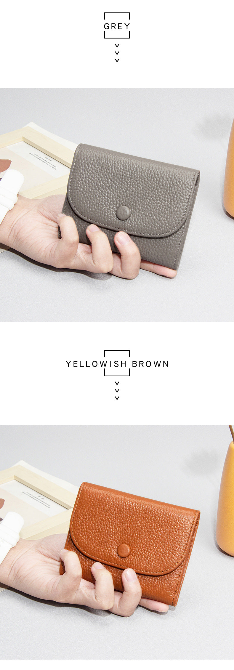 Top Layer Cowhide Small Purse Mini Simple Solid Color New Leather Coin Card Bag with Full Leather Coin Purse for Women