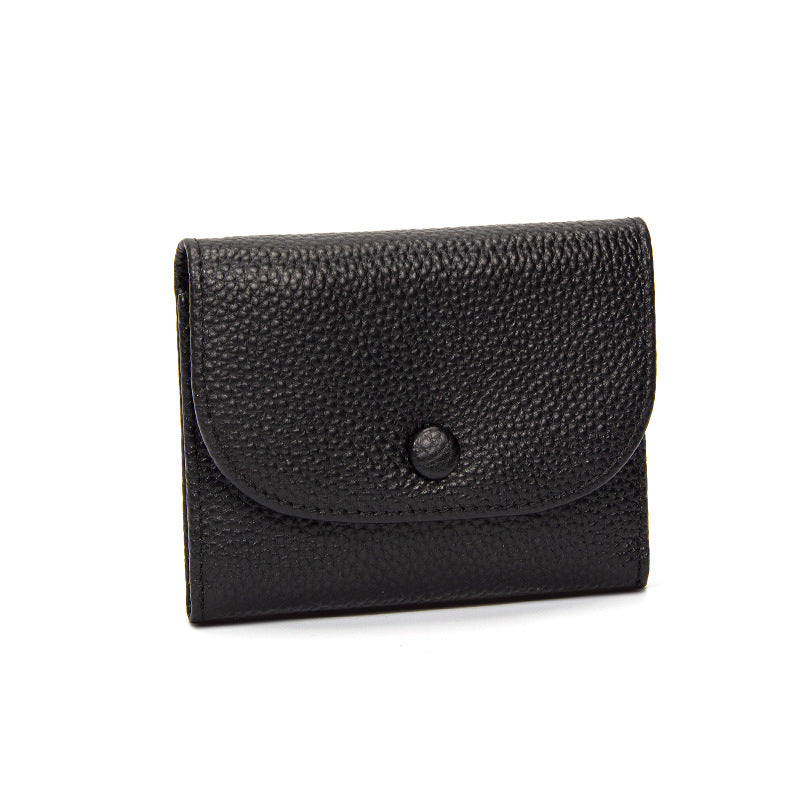 Top Layer Cowhide Small Purse Mini Simple Solid Color New Leather Coin Card Bag with Full Leather Coin Purse for Women