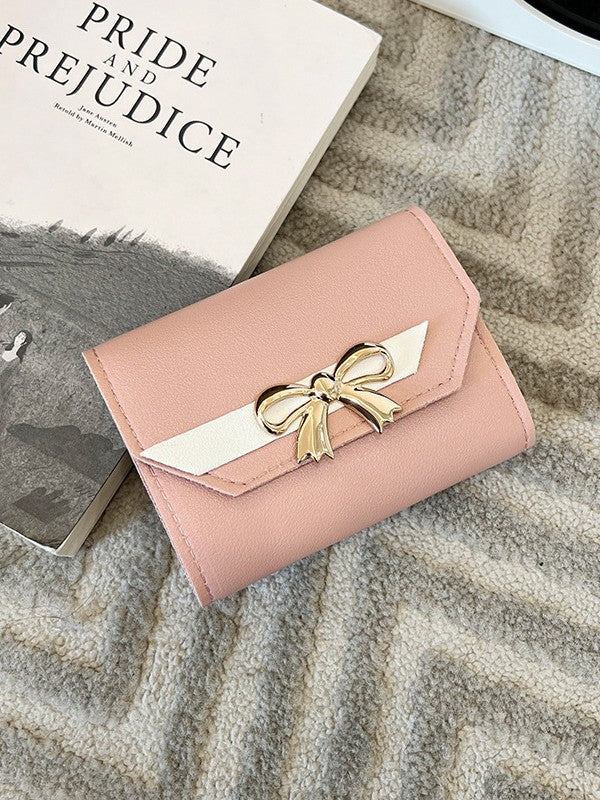 Foreign Trade Wholesale Women's Color-Blocked Bowknot Multi-Card Slot Coin Purse 2025 Korean Style Summer and Autumn New Mini Wallet