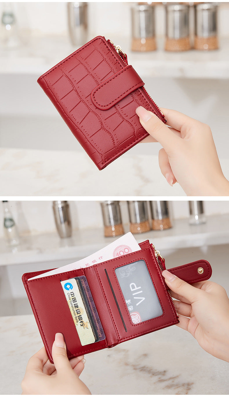 New Creative Zipper Coin Purse, Fashionable Leopard Print Folding Student Wallet, Multi-Functional Portable Coin Bag and Card Holder