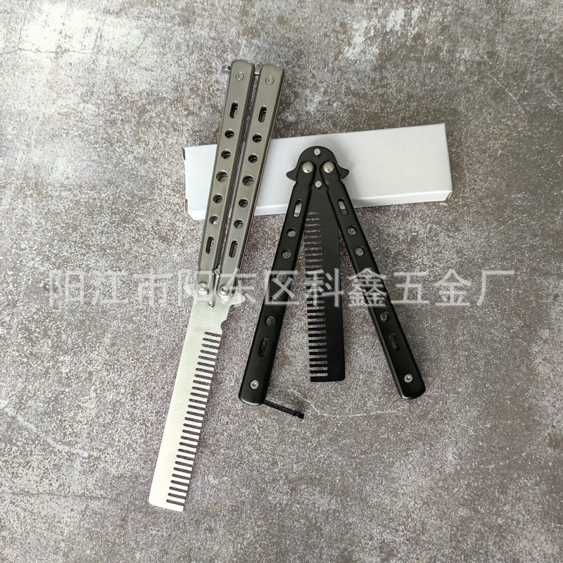 Factory Wholesale Unedged Metal Butterfly Practice Knife Csgo Game Training Hand Swing Knife American Butterfly Comb