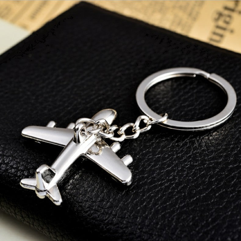 Aviation Institute Stereo Aircraft Metal Keychain Men's Model Aircraft Civil Aviation Company Pendant Small Gift Engraving logo