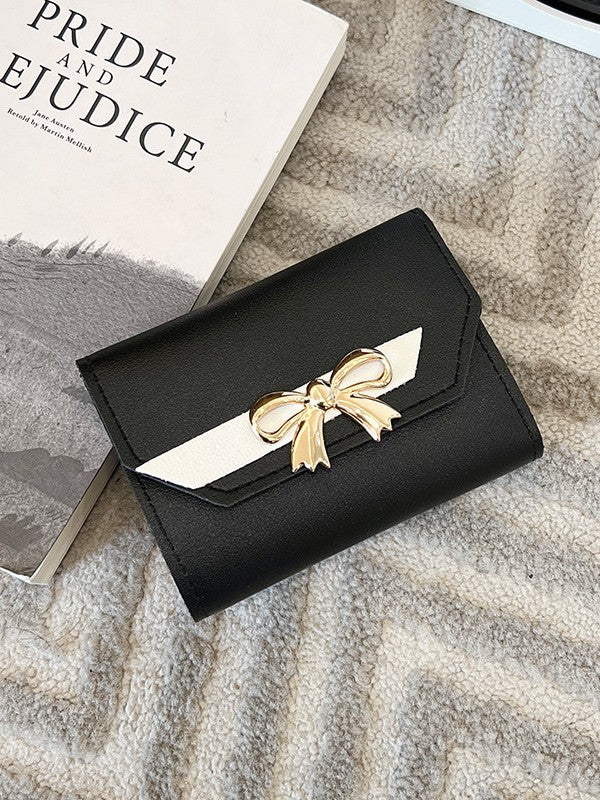 Foreign Trade Wholesale Women's Color-Blocked Bowknot Multi-Card Slot Coin Purse 2025 Korean Style Summer and Autumn New Mini Wallet