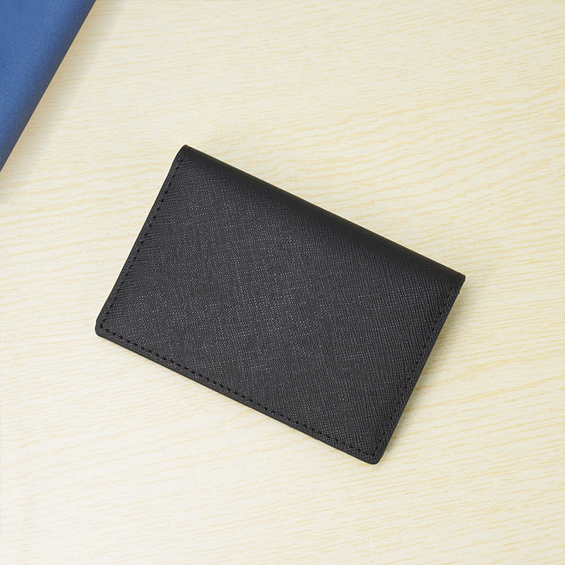 Customized Genuine Leather Card Holder for Men, Business Cowhide Cross-Grain Rfid Anti-Magnetic Card Holder, Ultra-Thin Bank Credit Card Holder Lo