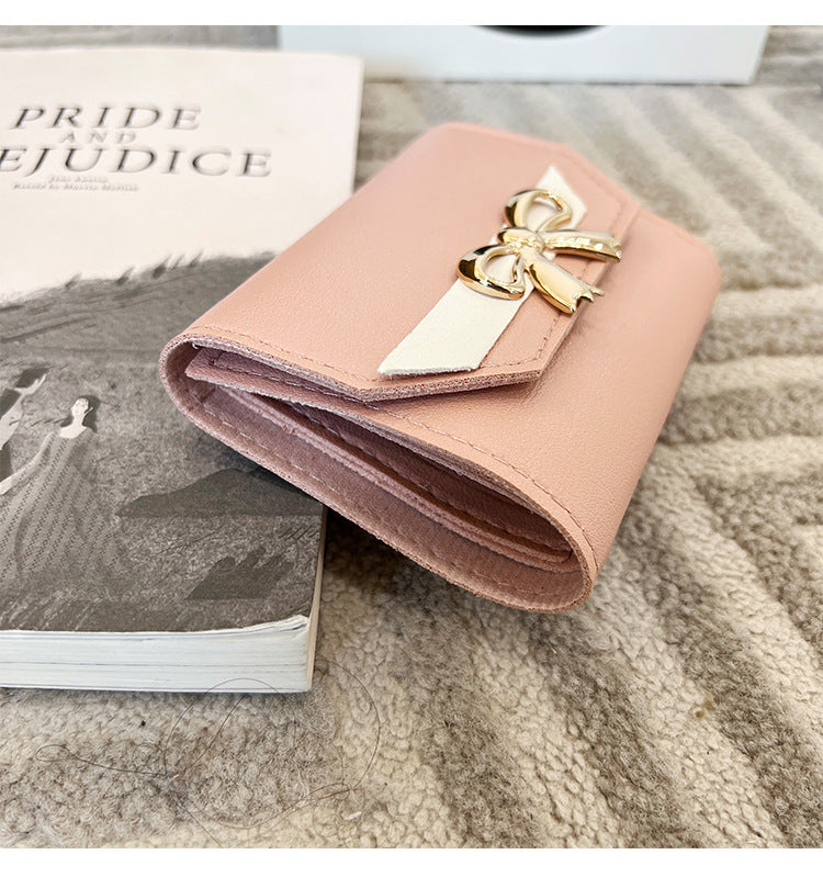 Foreign Trade Wholesale Women's Color-Blocked Bowknot Multi-Card Slot Coin Purse 2025 Korean Style Summer and Autumn New Mini Wallet