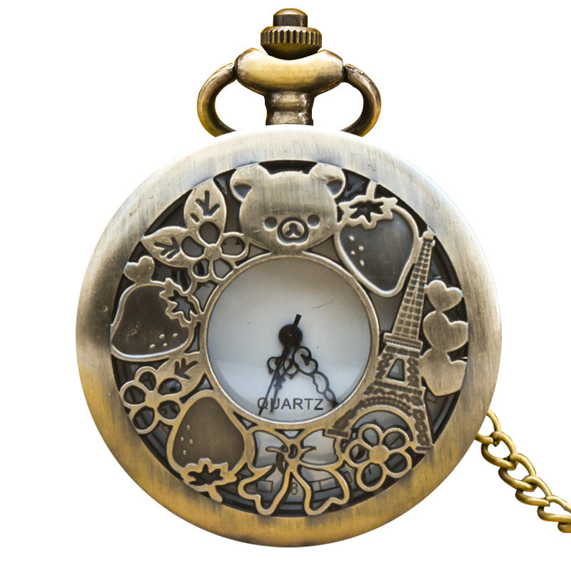 Alice in Wonderland retro pocket watch Alice and rabbit anime pocket watch female cartoon flip Hollow
