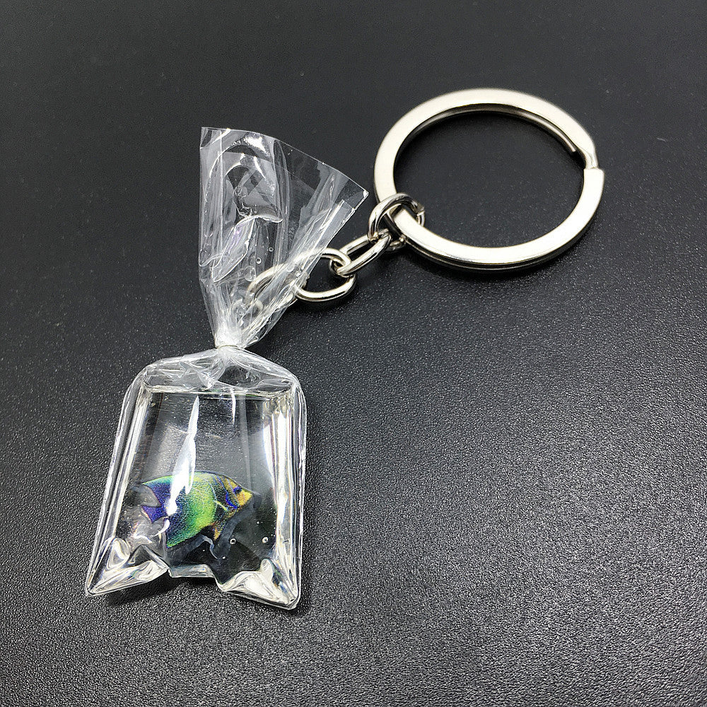 Creative Water Bag Fish Pendant Key Chain Novelty Goldfish Jewelry Backpack Pendant Keychain 7432