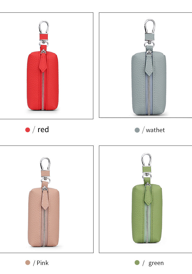 Upgraded High Quality Leather Exquisite Key Case Cowhide Key Case Home Car Key Dual Key Bag