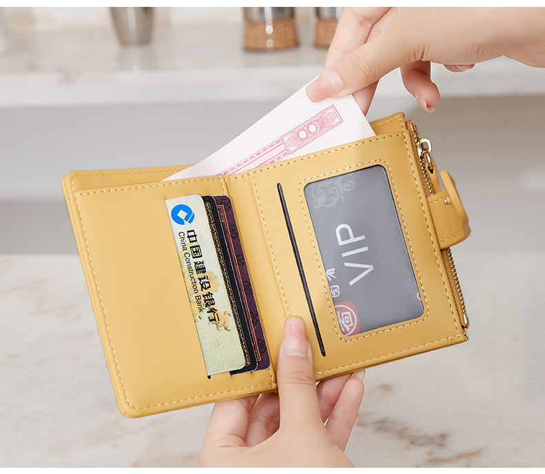 New Creative Zipper Coin Purse, Fashionable Leopard Print Folding Student Wallet, Multi-Functional Portable Coin Bag and Card Holder