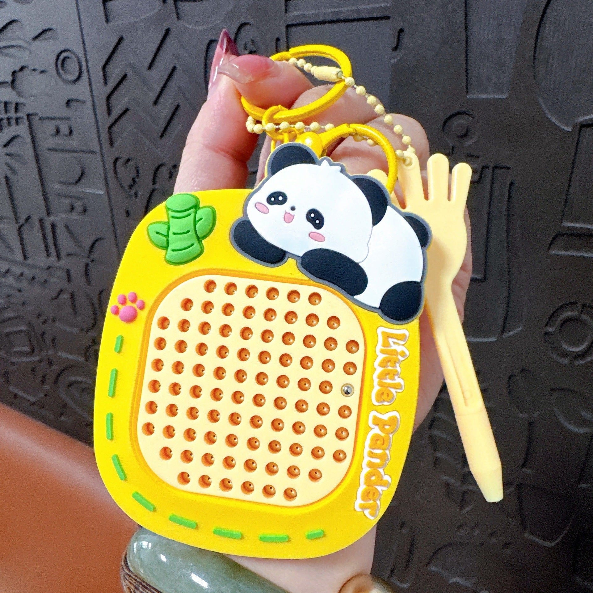 Panda Stress Relief Magnetic Steel Ball Drawing Board Keychain Backpack Pendant Car Keychain Wholesale Small Gift Stress Relief Gadget