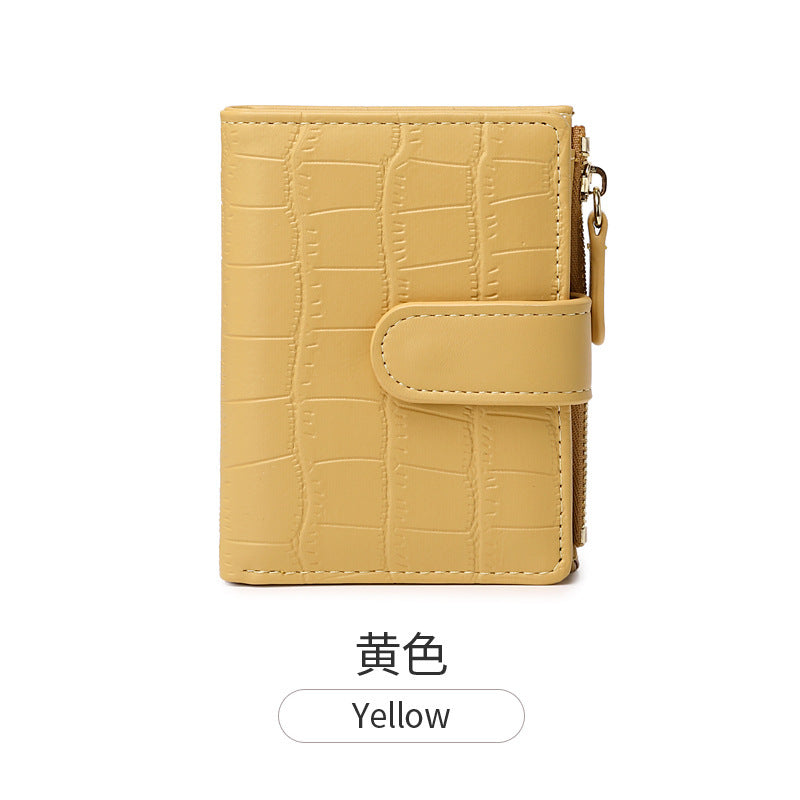2026 New Style Fresh and Versatile Crocodile Pattern Women's Card Holder Korean Version Mini Portable Folding Short Coin Purse
