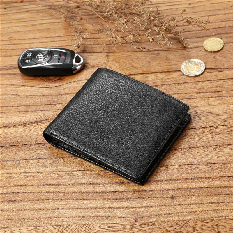 Men's casual vegetable tanned first layer cowhide wallet multi-functional large capacity wallet genuine leather short Coin Purse Wallet fashion