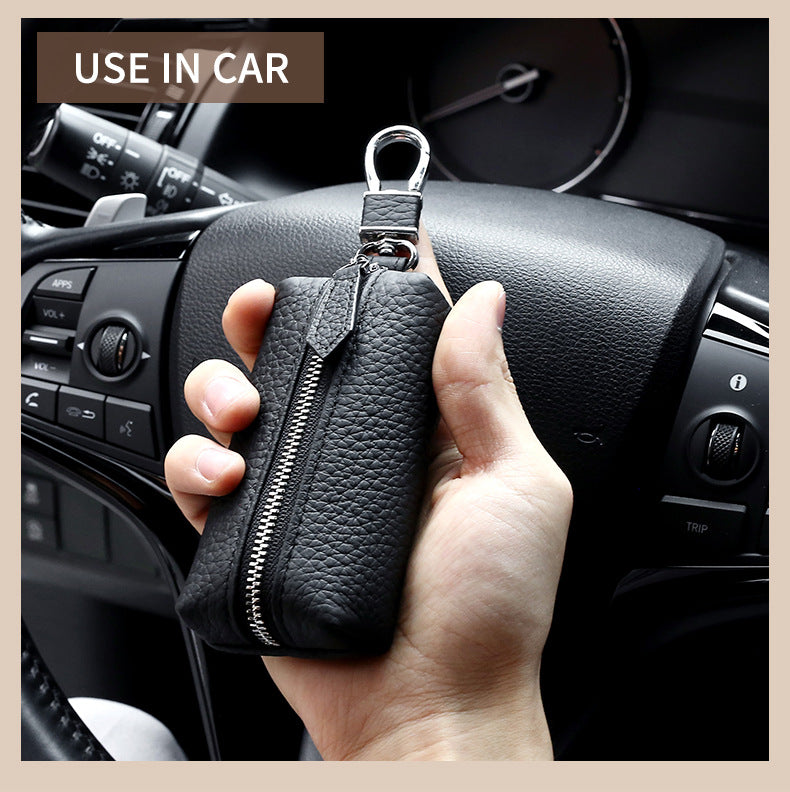 Upgraded High Quality Leather Exquisite Key Case Cowhide Key Case Home Car Key Dual Key Bag