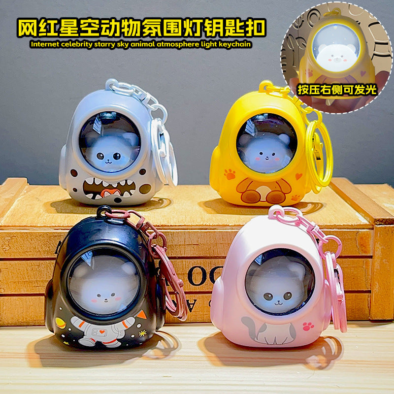 New Car Key Accessories Gift Creative Small Animal Starry Night Light Portable Fashion Pendant Bag Hanging Ornaments