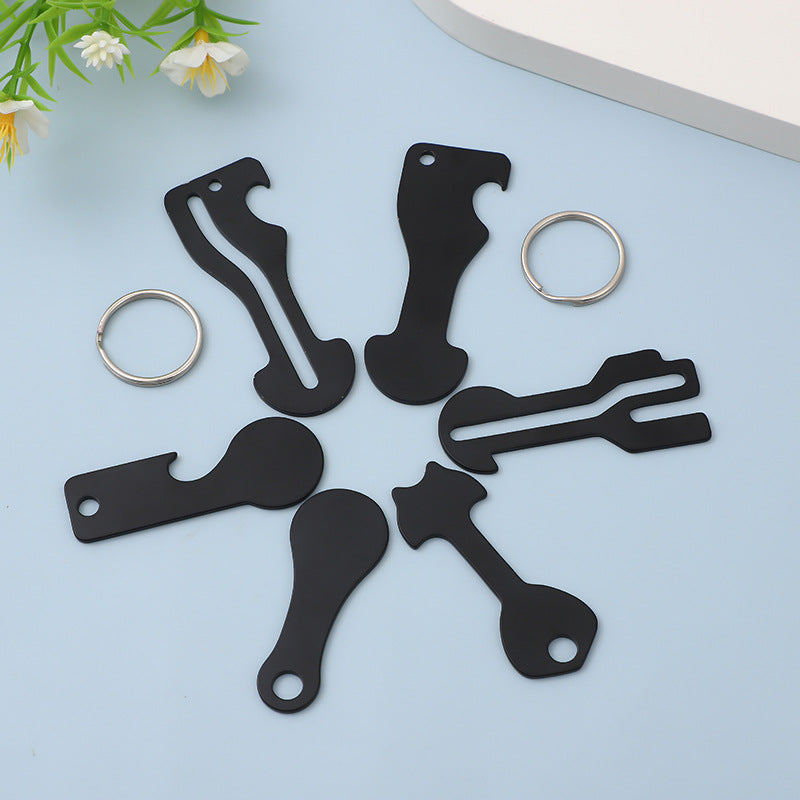 Foreign trade multi-functional key stainless steel bottle opener supermarket cart token keychain cross-border supermarket shopping cart token