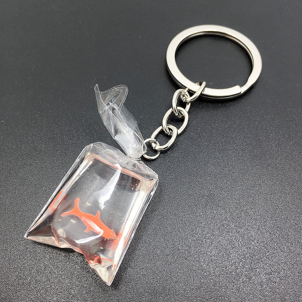 Creative Water Bag Fish Pendant Key Chain Novelty Goldfish Jewelry Backpack Pendant Keychain 7432