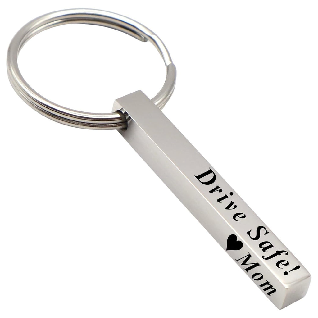 European and American New Stainless Steel Cuboid Keychain Can Be Engraved DIY Key Chain Backpack Pendant Product Wholesale