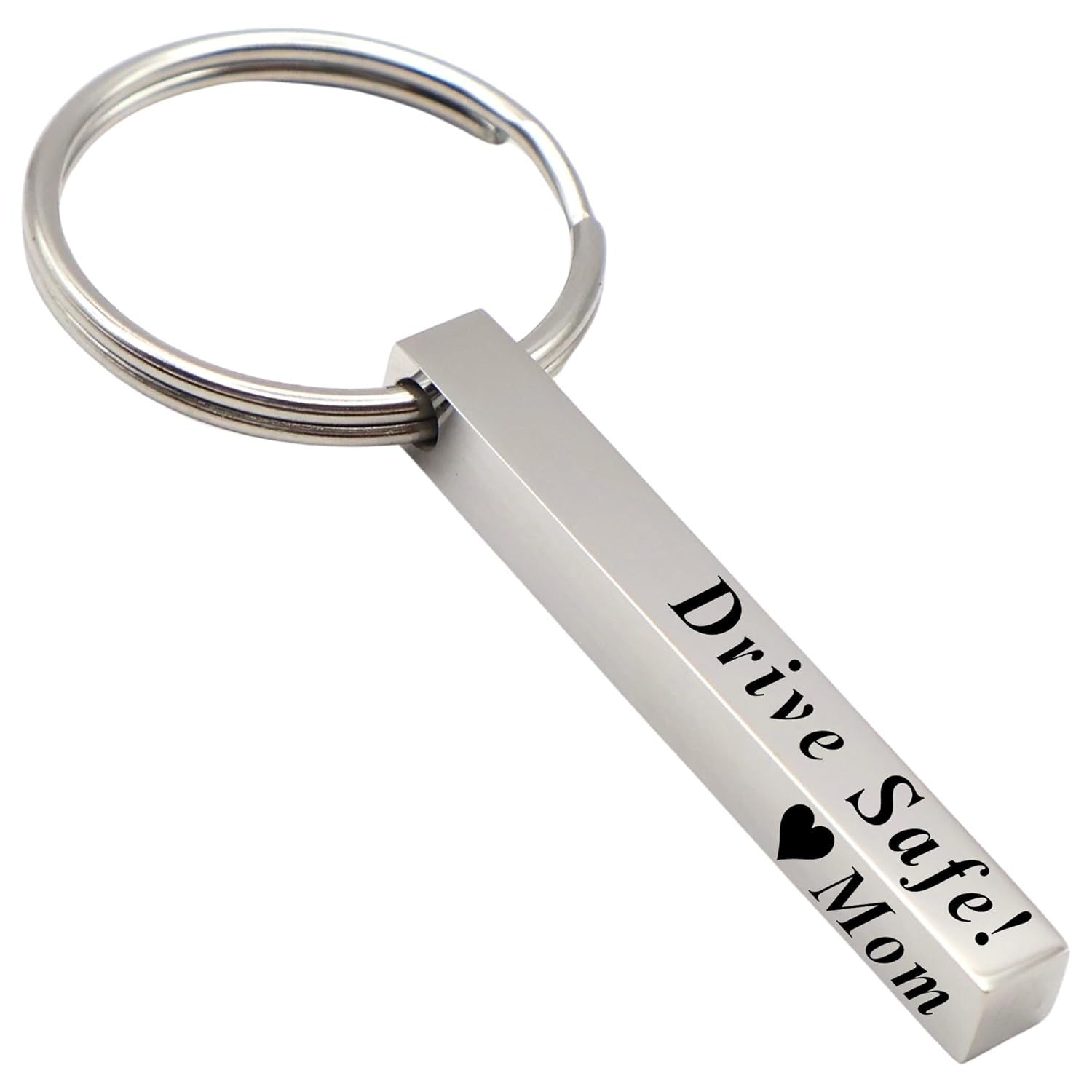 European and American New Stainless Steel Cuboid Keychain Can Be Engraved DIY Key Chain Backpack Pendant Product Wholesale