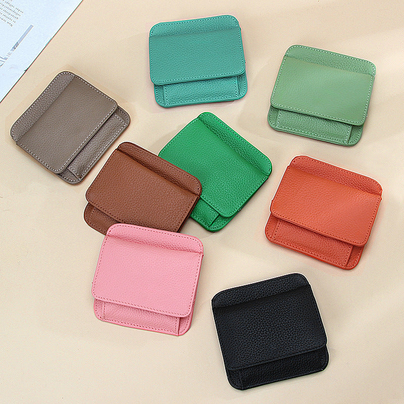 First Layer Cowhide Zipper Small Wallet Korean Style Simple Mini Keychain Coin Storage Bag Genuine Leather Coin Purse for Women