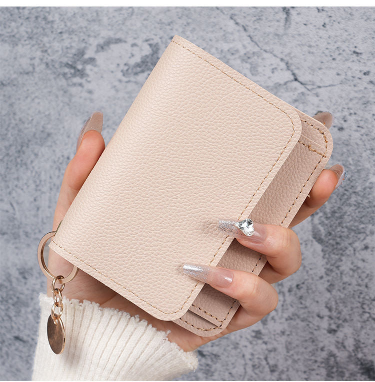 Factory New Card Bag Short Cute Small Women's Coin Purse Simple Light Luxury PU Leather Certificate Storage Bag Thin