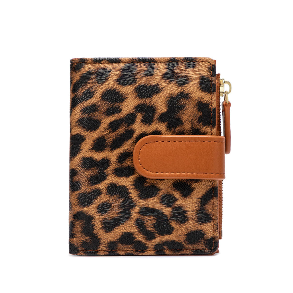 New Creative Zipper Coin Purse, Fashionable Leopard Print Folding Student Wallet, Multi-Functional Portable Coin Bag and Card Holder