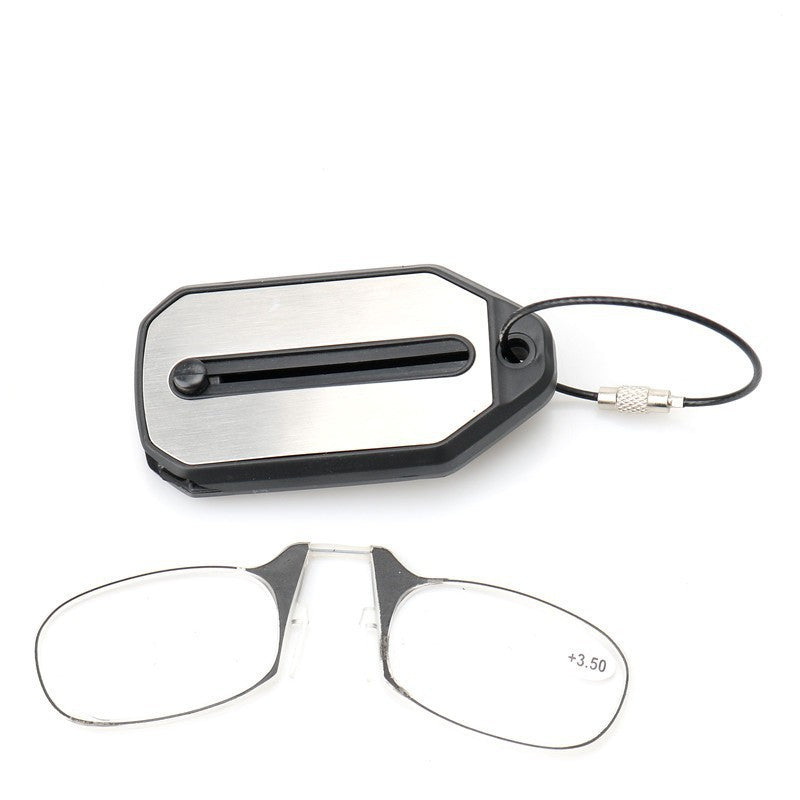 Cross-border new retractable clip nose reading glasses personalized fashion mini convenient reading keychain reading glasses trend