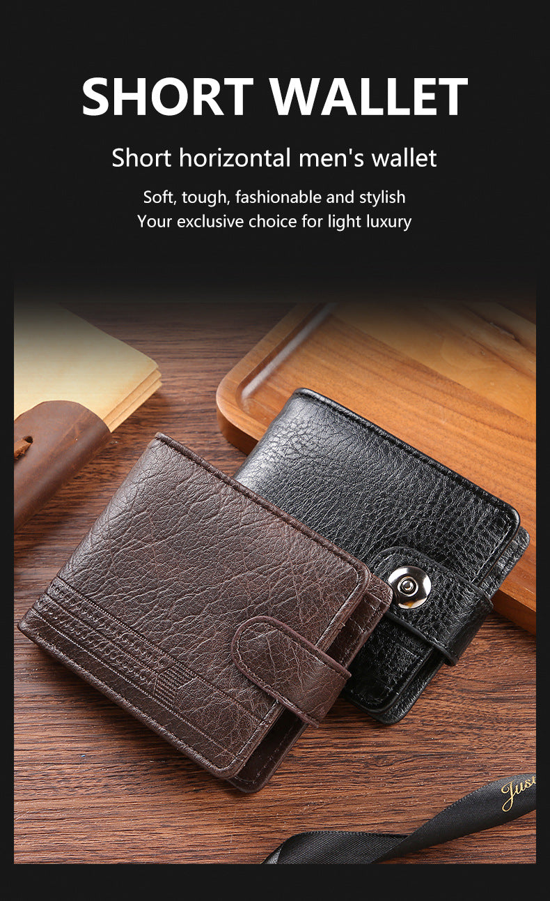 Manufacturers Wholesale New Men's Wallet PU Leather Short Export Cross-border Hasp Business Retro Multi-card Slot Coin PUrse