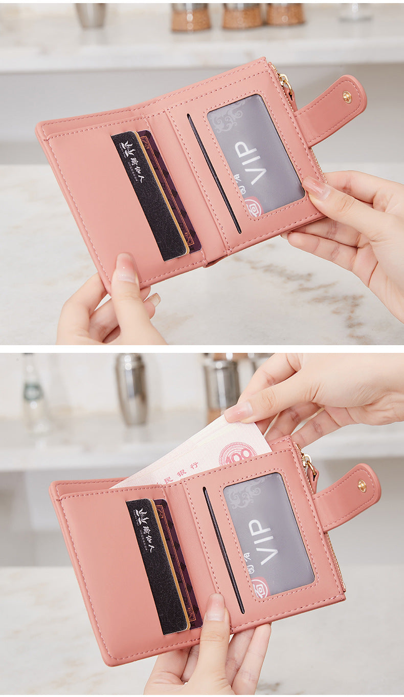 New Creative Zipper Coin Purse, Fashionable Leopard Print Folding Student Wallet, Multi-Functional Portable Coin Bag and Card Holder
