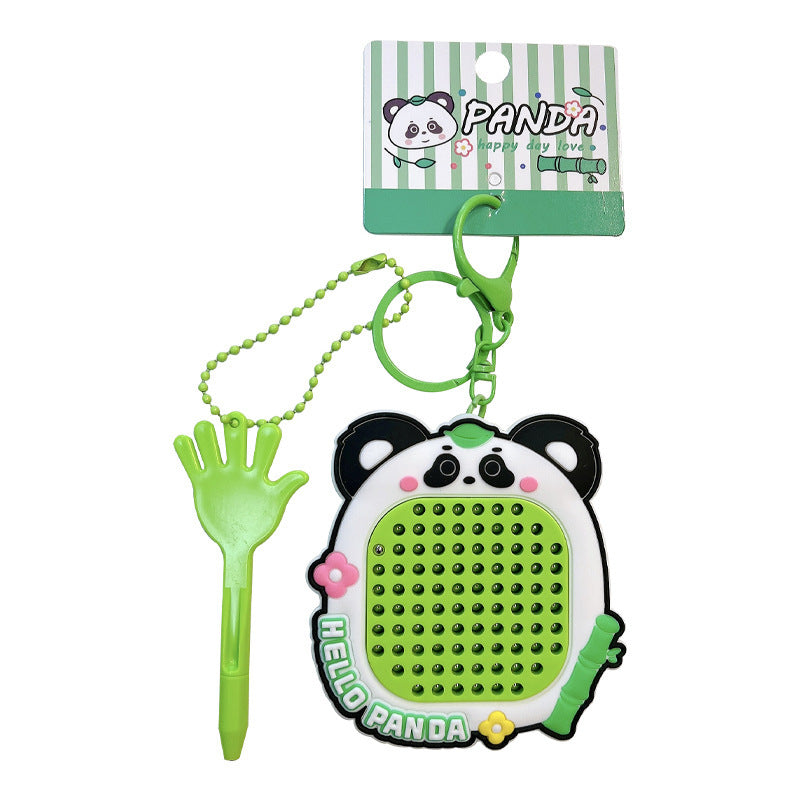 Panda Stress Relief Magnetic Steel Ball Drawing Board Keychain Backpack Pendant Car Keychain Wholesale Small Gift Stress Relief Gadget